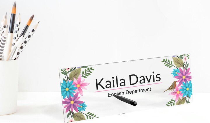 Personalized Name Plate with Wall or Office Desk Holder - 2x8 - Customized  : : Office Products