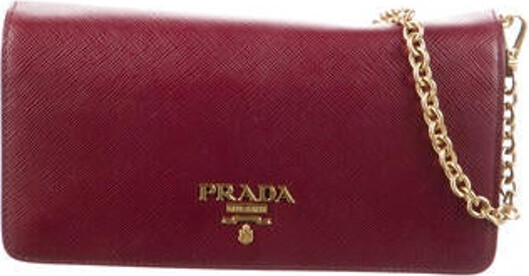 Prada, Bags, Prada Saffiano Leather Wallet On Chain