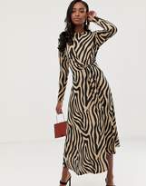 Thumbnail for your product : ASOS Tall DESIGN Tall tie waist maxi dress in animal print-Multi