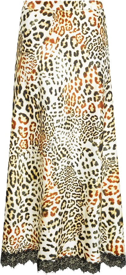 Cara Cara Kaia leopard-print lace-trimmed skirt