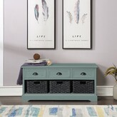 Thumbnail for your product : August Grove Homes Collection Wood Storage Bench With 3 Drawers And 3 Woven Baskets