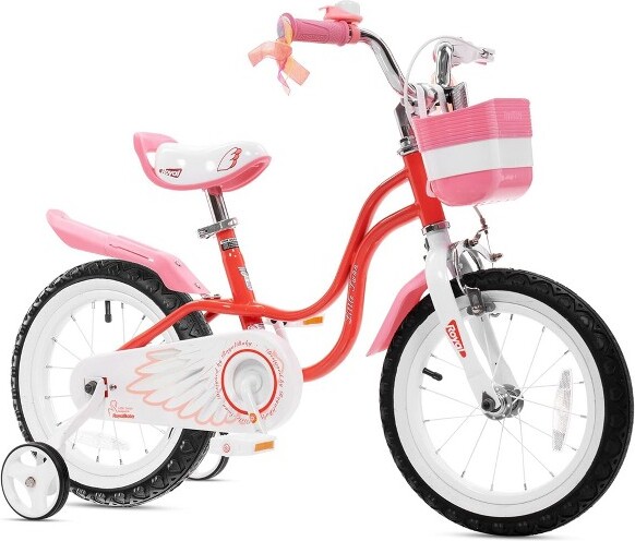 Royal Baby RoyalBaby Princess Girl Children's Bicycle Outdoor Ride-On Bike with Training Wheels, Kickstand, Adjustable Seat, and Basket, 16 Inch, Swan/Purple
