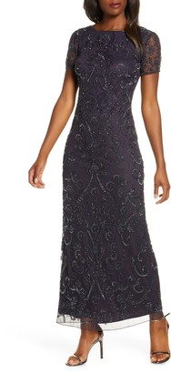 pisarro nights embellished lace gown