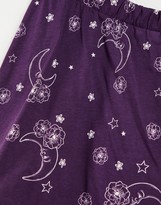 Thumbnail for your product : ASOS DESIGN Curve exclusive mix & match tarot frill pajama shorts in purple