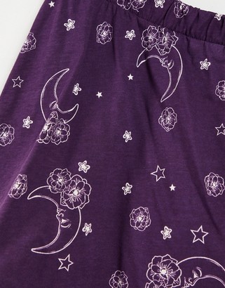 ASOS DESIGN Curve exclusive mix & match tarot frill pajama shorts in purple