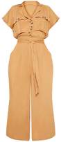 Thumbnail for your product : PrettyLittleThing Camel Tortoise Shell Button Pocket Detail Culotte Jumpsuit