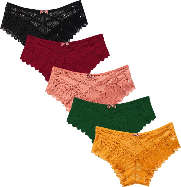 5pcs Women's Cotton Elastic Underwear Comfortable Mid-waist