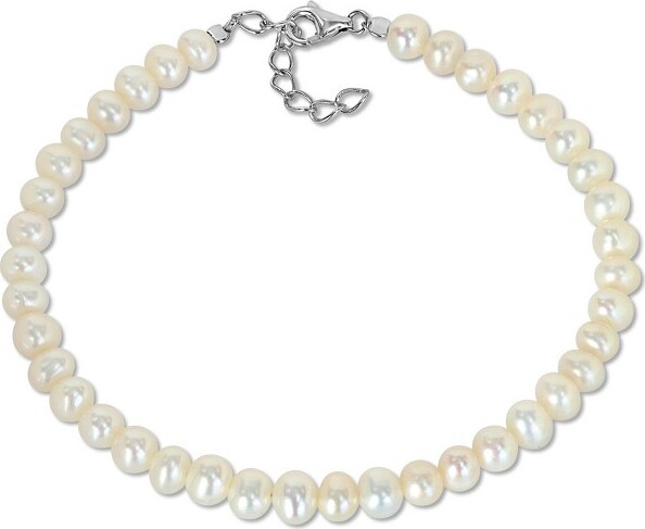 Everly Jewelry EVERLYJEWELRY|SterlingSilver4.5-5mmCulturedFreshwaterPearlBracelet-7.25in