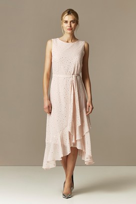 Wallis **TALL Blush Glitter Tiered Midi Dress