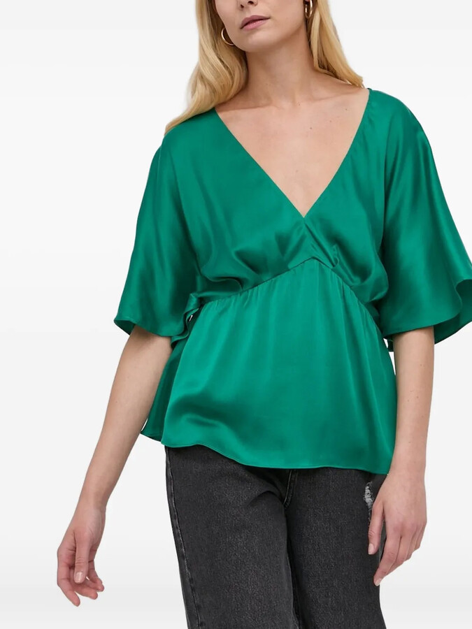 Notes du Nord V-neck gathered blouse