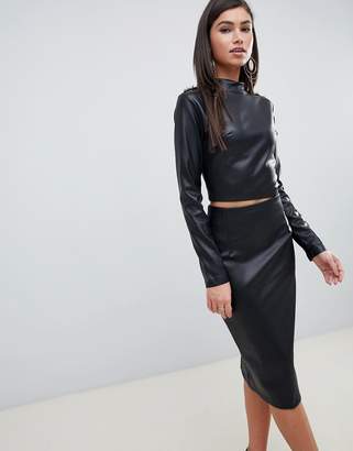 Forever Unique faux leather top and skirt co ord