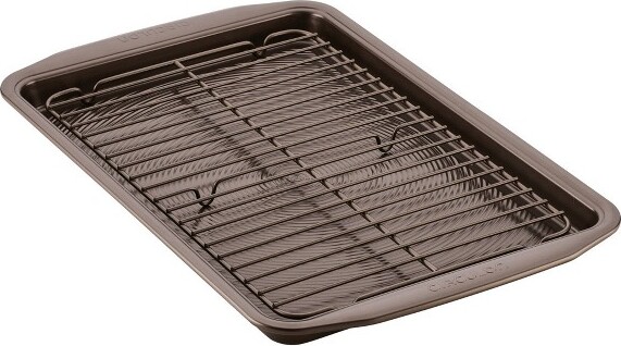 Circulon Circulon2pcNonstickCookieSheetSet-Chocolate:IncludesCoolingRack,Oven-SafeBakingSheet,Even-HeatingSteel