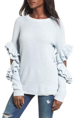 BP Elbow Cutout Ruffle Sweater