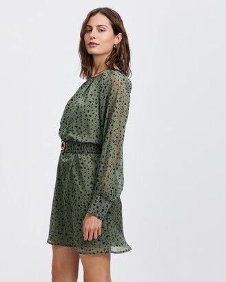 Atmos & Here Atmos&Here - Women's Green Mini Dresses - Miriam Belted Mini Dress - Size 16 at The Iconic