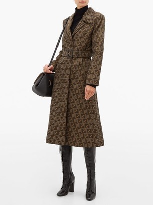 Fendi Ff-jacquard Belted Canvas Trench Coat - Brown Multi