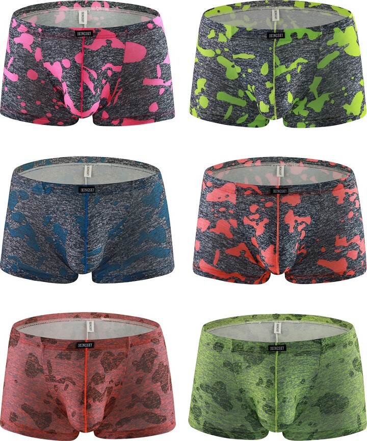 iKingsky Men's Retro Shorts Bulge Underwear Sexy Low Waist Camouflage ...