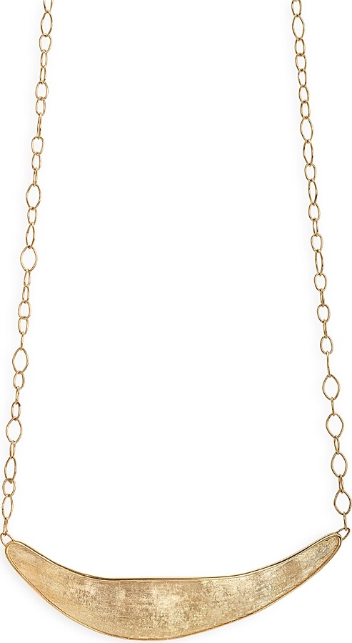 Marco Bicego 18K Yellow Gold Lunaria Hammered Crescent Collar Necklace 16.5