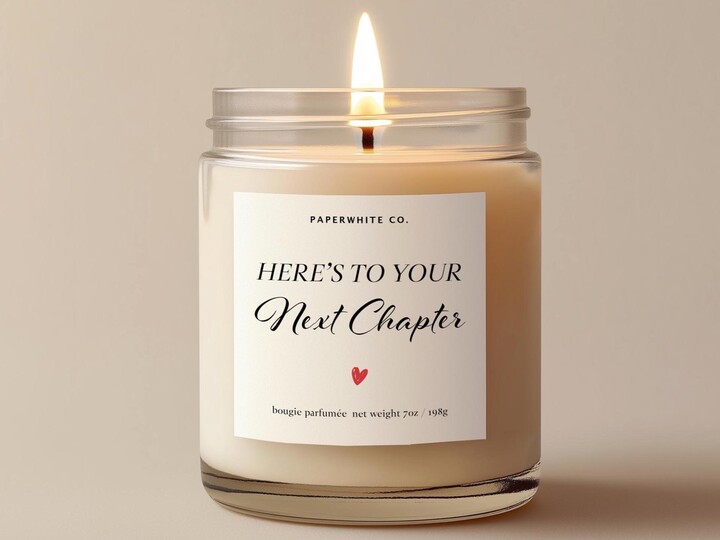 New Job Candle Funny Leaving Work Gift For Colleague Good Luck Coworker Friend Beginnings Here's To Your Next Chapter H36