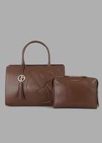 Thumbnail for your product : Giorgio Armani Leather Cabas Bag With Raised Ga Logo