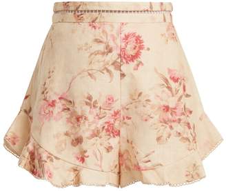 Zimmermann Corsair Flutter floral-print linen shorts