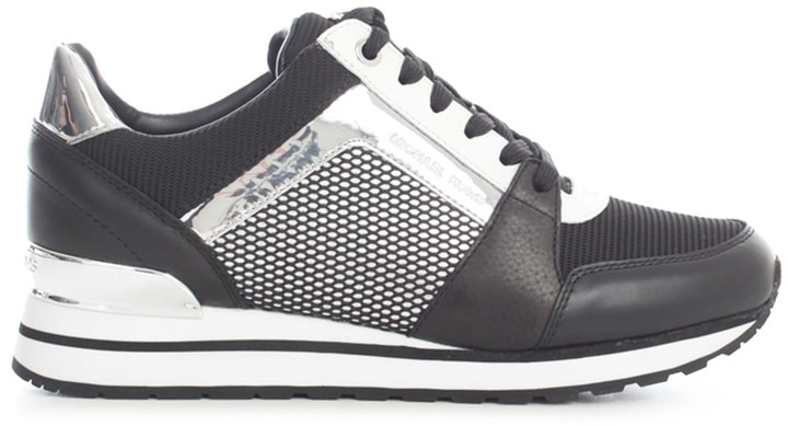 michael michael kors billie metallic leather and satin sneaker