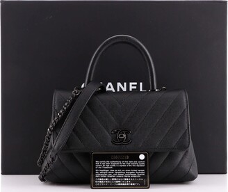 Chanel So Black Coco Top Handle Bag Chevron Caviar Mini - ShopStyle