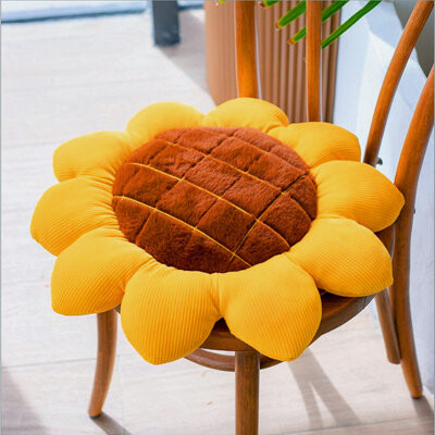 House of Hampton Yellow Sunflower Cushion Mat Home Decor Reversible Floor Pillow Seating Cushion Girls Boys Mother Gift Soft Velvet Stuffed Throw Pillows For Bed Couch