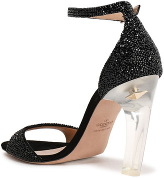 Valentino Garavani Crystal-embellished Suede Sandals