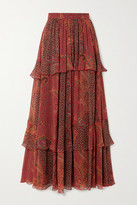 Thumbnail for your product : Etro Tiered Paisley-print Silk-crepon Maxi Skirt