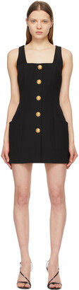 Balmain Black Wool Sleeveless Button Dress