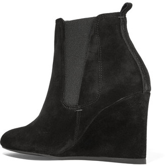 Lanvin Suede Wedge Ankle Boots - Black