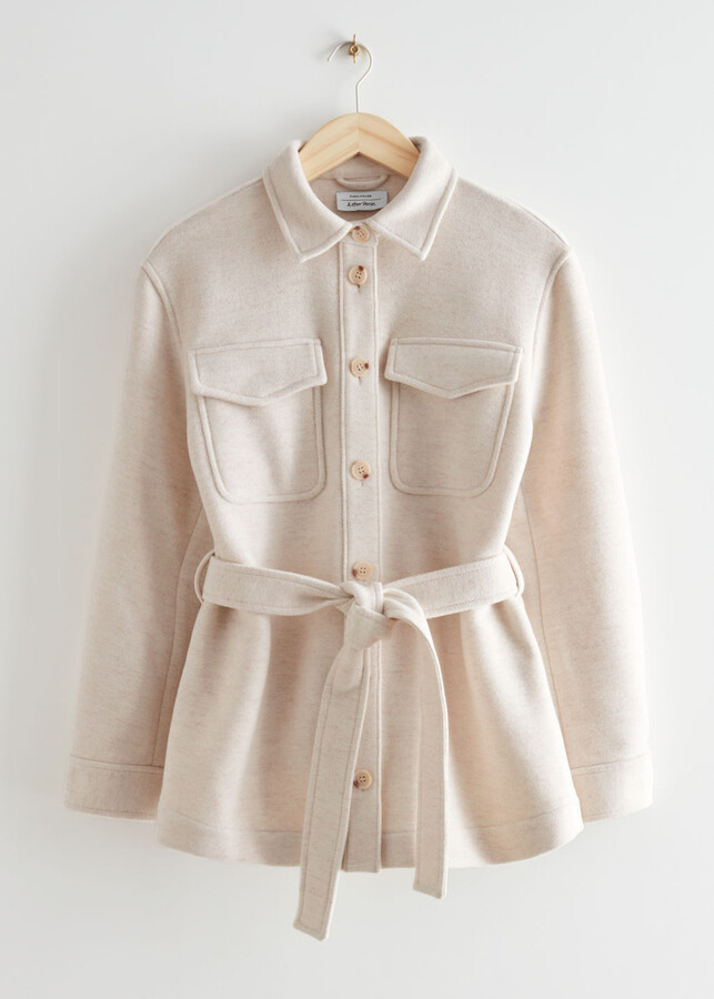 other stories belted overshirt jacket