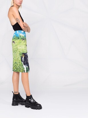 Moschino Farm-Print Skirt