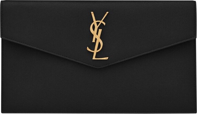 NEW $445 Saint Laurent YSL logo Jamie black & ivory cube charm key pouch  case
