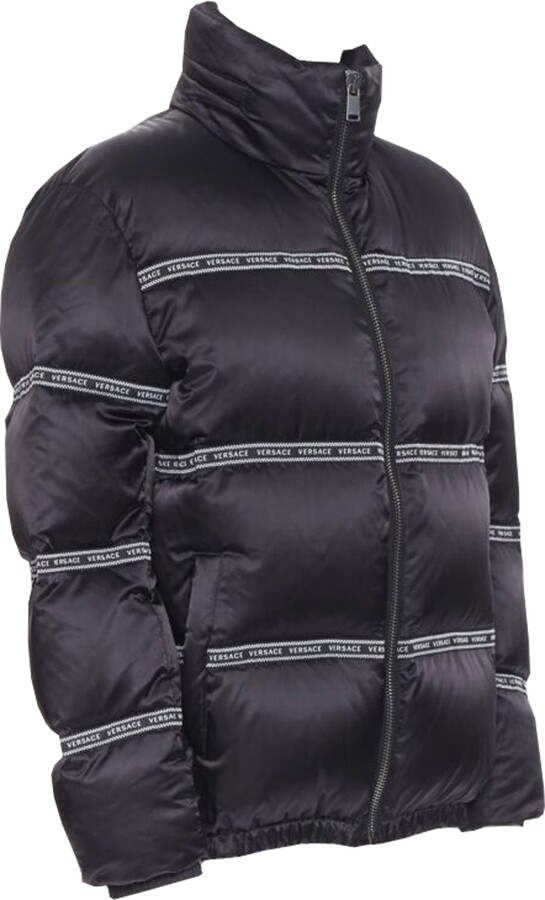 Versace Nastro Stampa logo ribbon goose down padded jacket