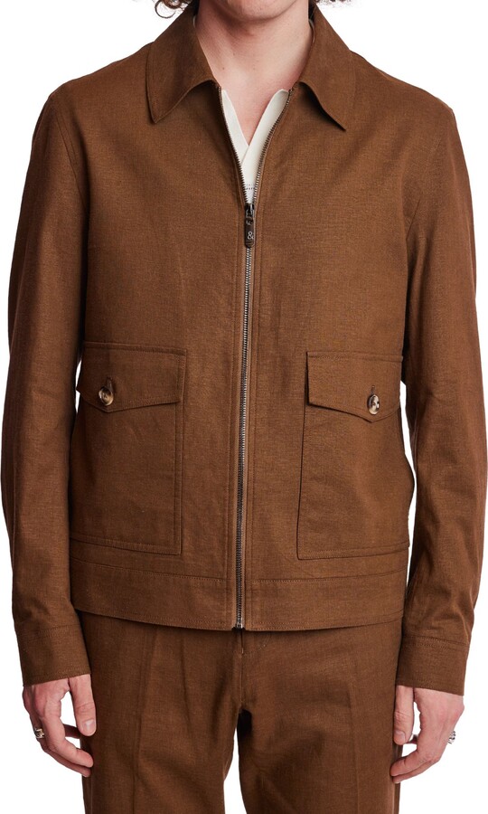 Paisley & Gray Milo Slim Fit Linen Blend Bomber Jacket