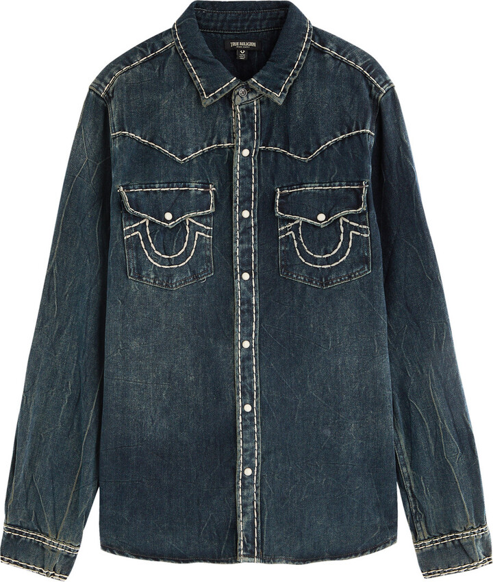 True Religion Western Contrast-stitch Denim Shirt