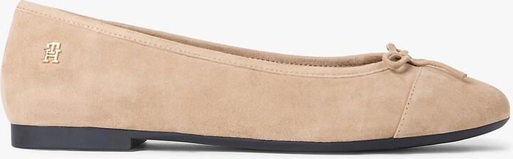 Tommy Hilfiger Women's Suede Ballet Flat - Beige - US 6 / EU 36