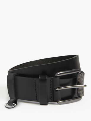 John Lewis & Partners 35mm Roller Fob Leather Belt, Black