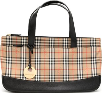 Burberry Beige/Black Haymarket Check Canvas and Leather Trim 1983 Link Tote