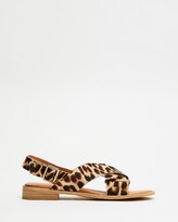 Thumbnail for your product : Walnut Melbourne Women's Brown Flat Sandals - Emelie Leather Sandals - Size 38 at The Iconic