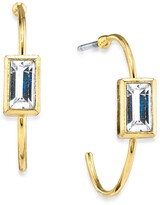 Thumbnail for your product : 2028 14K Gold-tone Square Crystal Open Hoop Stainless Steel Post Small Earrings