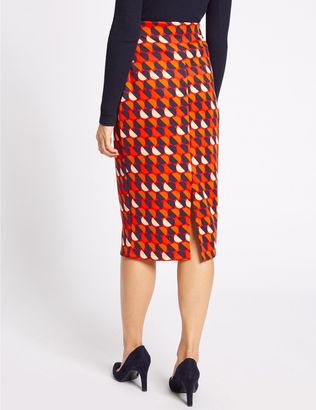Marks and Spencer Geometric Print Jersey A-Line Midi Skirt