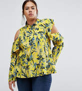 Thumbnail for your product : ASOS Curve Floral Ruffle Top With Cold Shoulder Detail