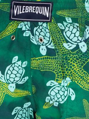 Vilebrequin Moorea Starlettes &turtles Print Swim Shorts - Mens - Green Multi