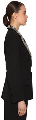 Givenchy Check Double Breast Wool Crepe Blazer