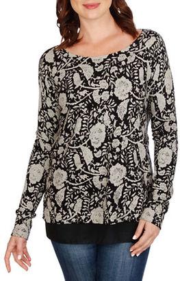 Lucky Brand Floral Printed Pullover Sweater