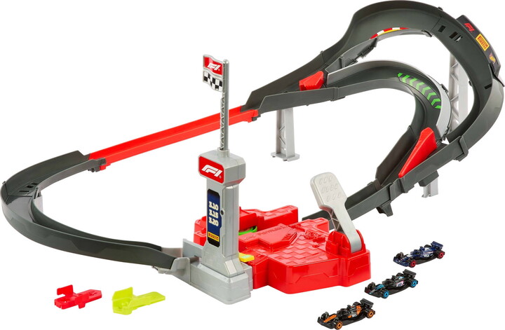 Hot Wheels Racing Formula 1 Sprint Race Circuit Track Set with 3 Die-Cast Toy Cars in 1:64 Scale