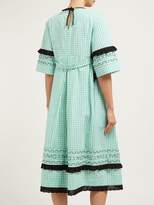 Thumbnail for your product : Molly Goddard Frank Cross Stitched Gingham Cotton Midi Dress - Womens - Green