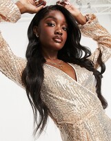 Thumbnail for your product : Parisian Tall sequin tie-waist playsuit in gold